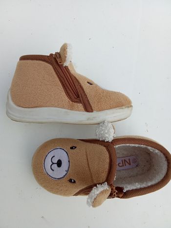 Chaussons hiver, garçon taille 23 npo, doublure, à enfiler, fermeture éclair, chaud, motif ours, chien