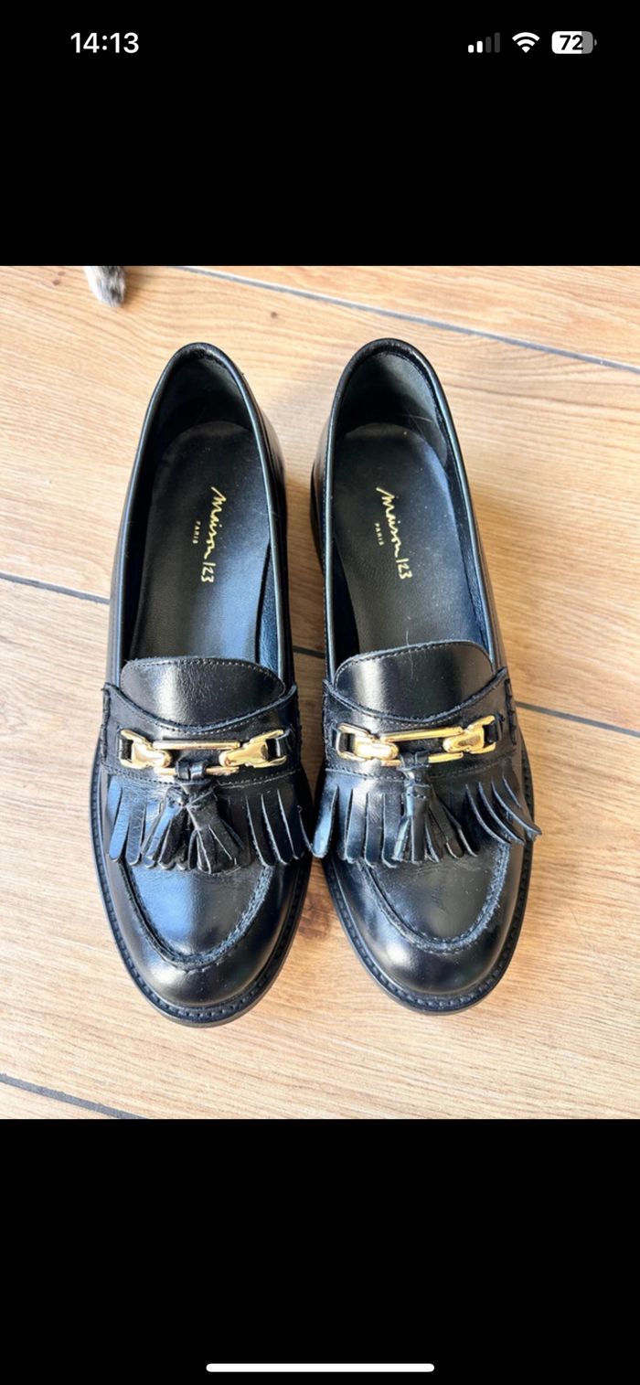 Mocassins noir cuir neufs Maison 123