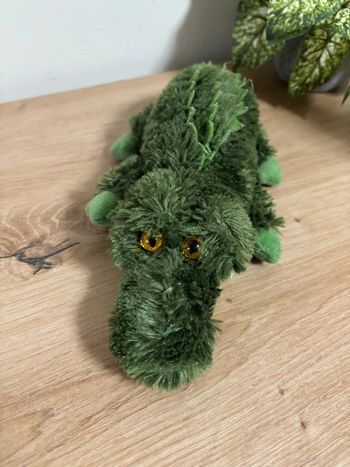 Doudou crocodile vert jaune  Aurora 28 cm
