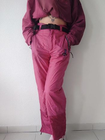 Pantalon ski rose noir Vintage / O2 Oxygène du Sport - 38/M à 40/L