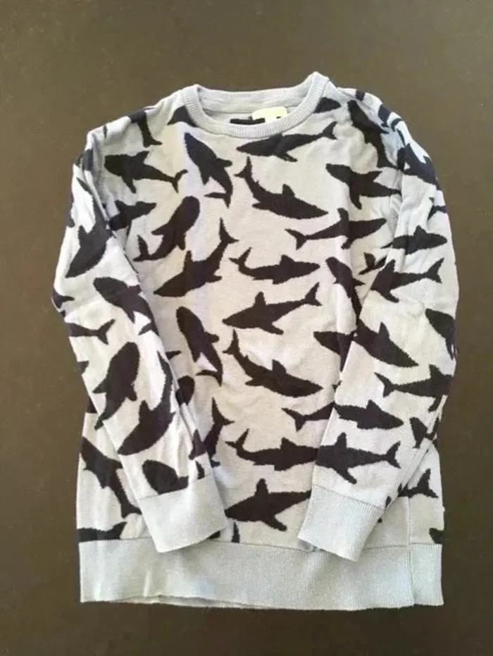 🦈 Pull garçon Vertbaudet motif requin 10 ans (140 cm) Très bon état - photo numéro 2