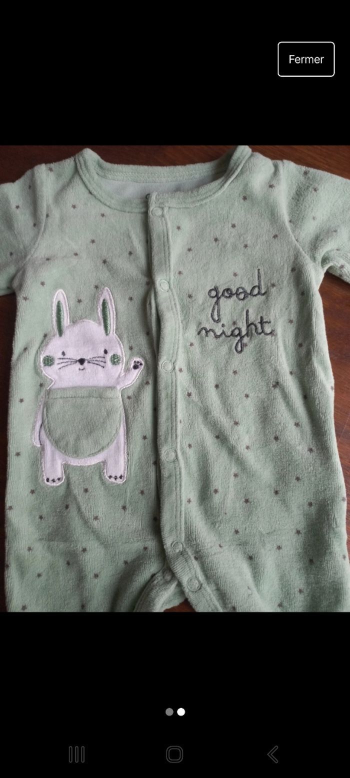 Pyjama /grenouillère Gémo en veliur 1 mois - photo numéro 2