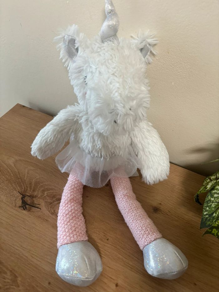 Doudou peluche licorne blanche tutu jambes rose primark - photo numéro 2