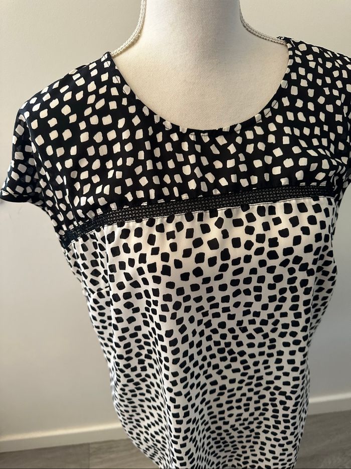 Blouse bariolée noire et blanche Mona T40 L - photo numéro 2