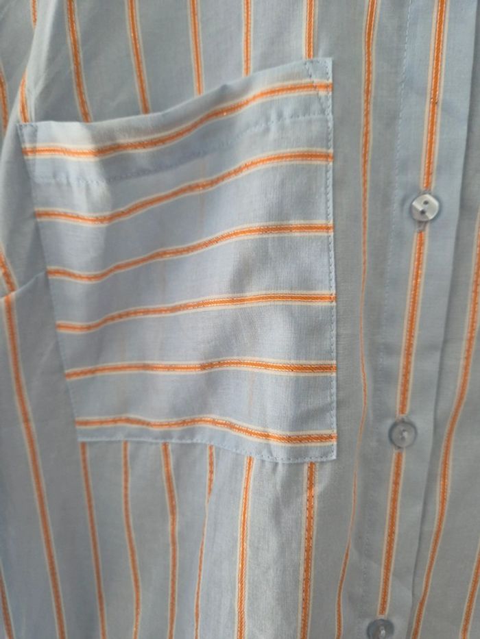 Chemise bleu ciel a rayures blanches et dorees, taille 38, Camaieu - photo numéro 3