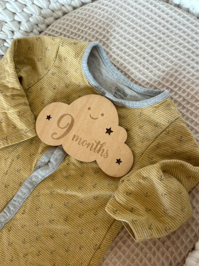 Pyjama encre marinière jaune obaibi 9mois - photo numéro 2