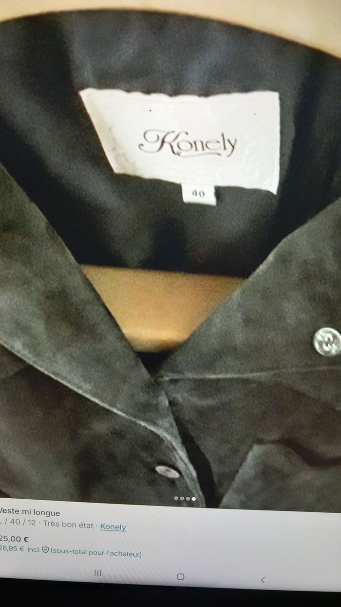 VESTE EN CROÛTE DE  CUIR VEAU VELOURS - photo numéro 3