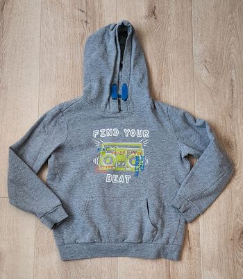 Pull sweat à capuche garçon gris taille 152 Cool  & Calm