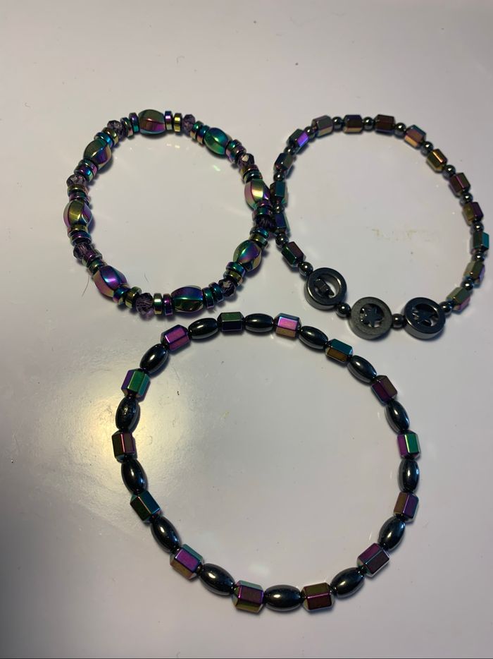 3 bracelets perles métalliques - photo numéro 5