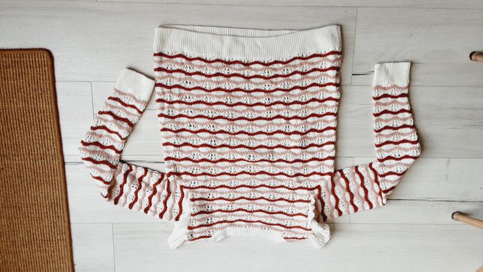 Vêtement femme pull Naf Naf bordeaux rose blanc taille S - photo numéro 3