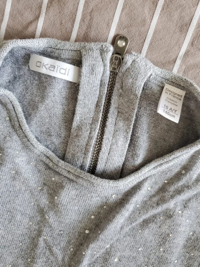 Robe pull grise strass 10 ans Okaïdi - photo numéro 2