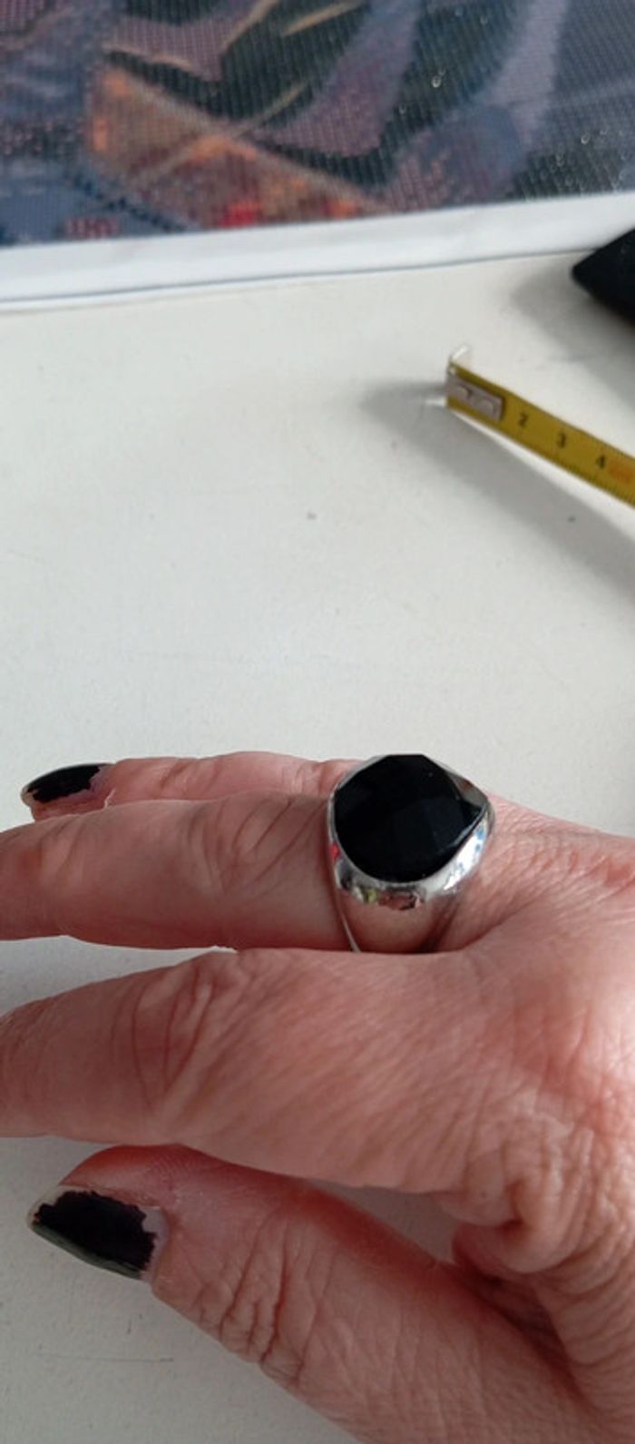 Bague en onyx noir facettes - photo numéro 5