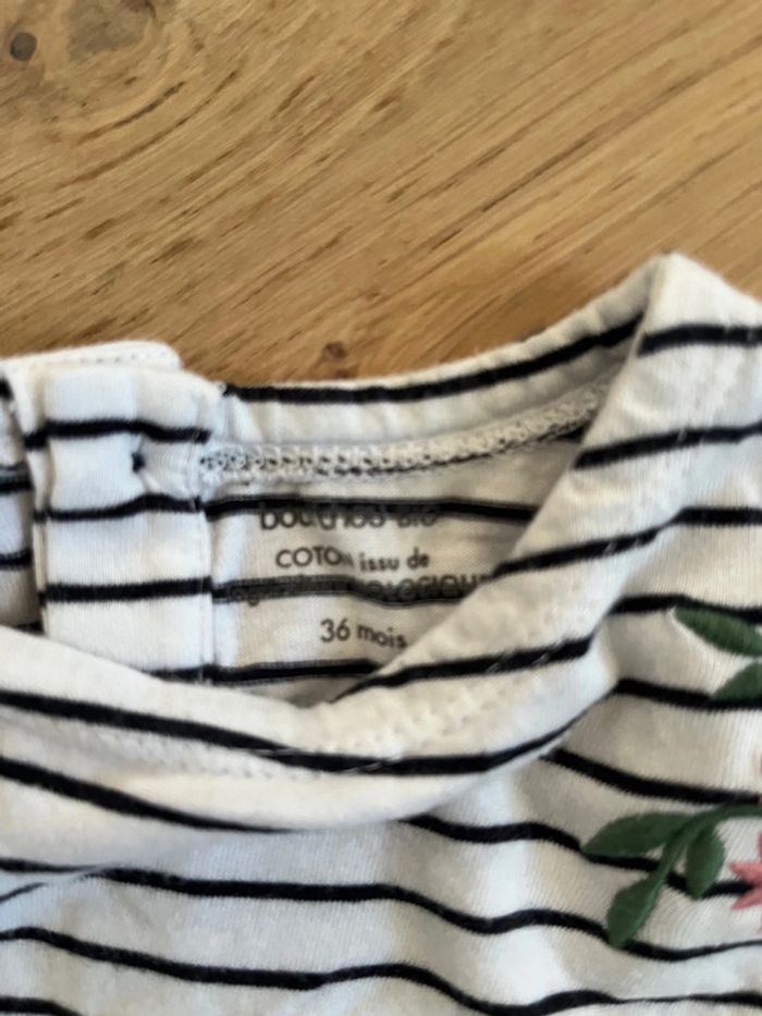 T-shirt marinière bleu Monoprix brodée 36 mois - photo numéro 3