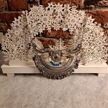 Collier aztèques argenté et bleu