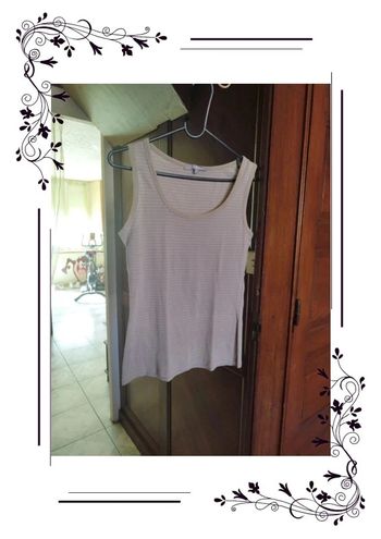 Débardeur à rayures beige et bleu taille 34 et 36