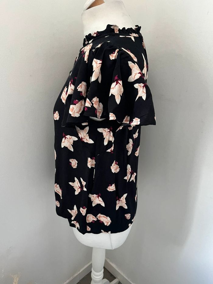 Blouse noire à fleurs rose Bash XS - photo numéro 4