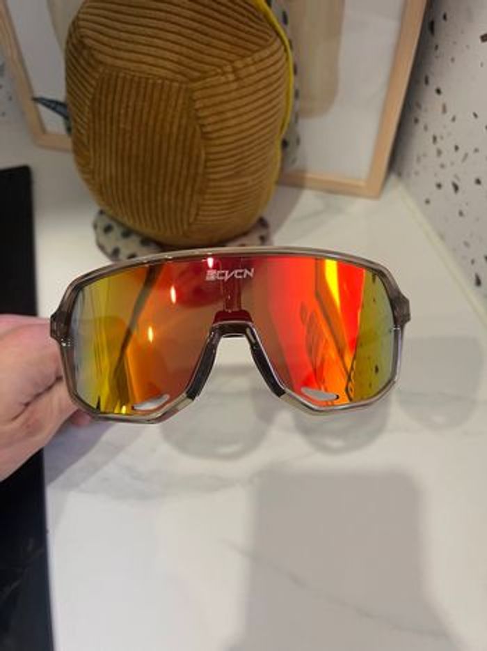 Lunette soleil transparente ambré effet miroir multicolore - photo numéro 3
