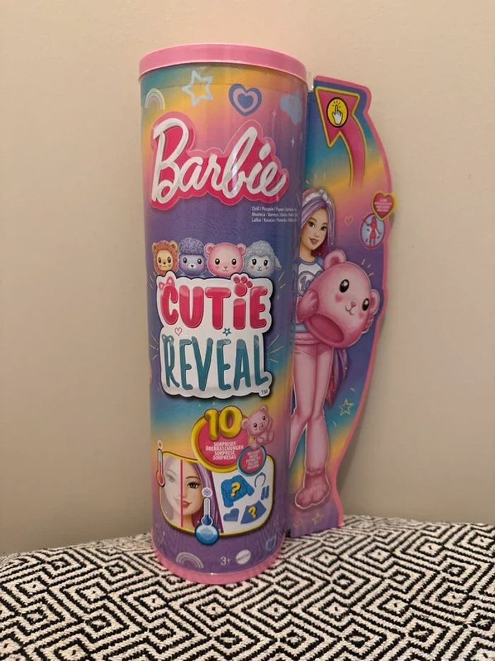 Barbie -Poupée Cutie Reveal Ourson Rose 10 surprises