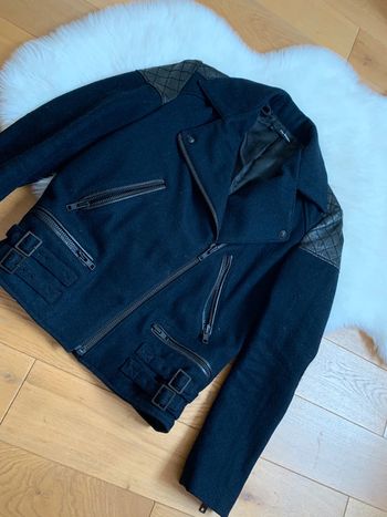 Manteau blouson veste en Laine & Cuir Naturel | The Kooples Marque Française 🇫🇷