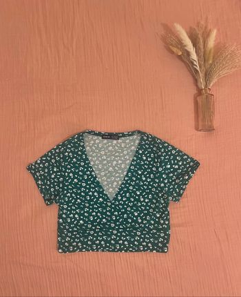 Top vert fleuri, pour femme