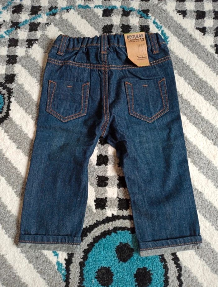 Ensemble chemise ML/MC et pantalon Jean - Taille 12 mois - photo numéro 4