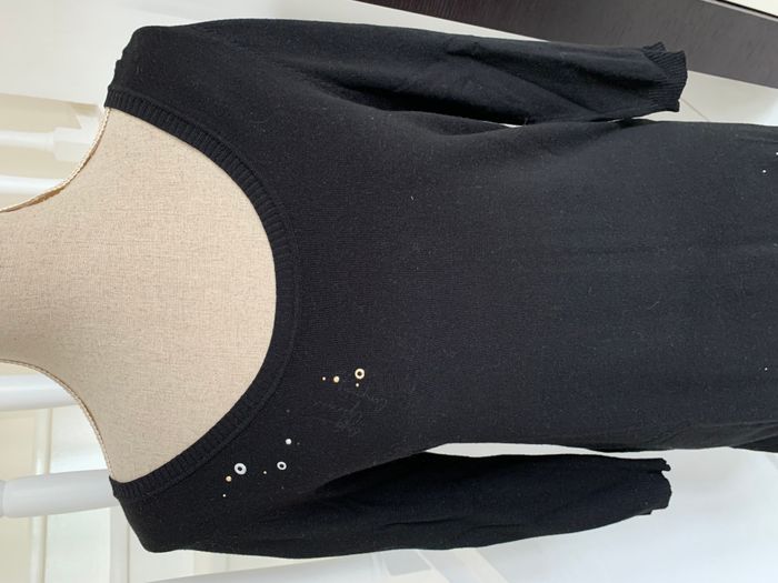 Robe pull à manches longues Jacqueline Riu Noir à motifs argentés et gris - photo numéro 3