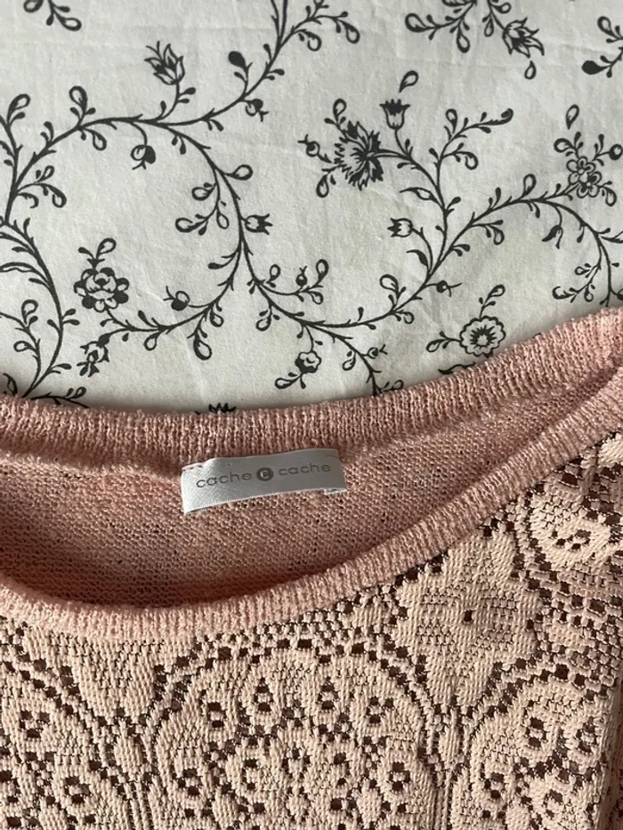 Pull rose pale et dentelle - photo numéro 5