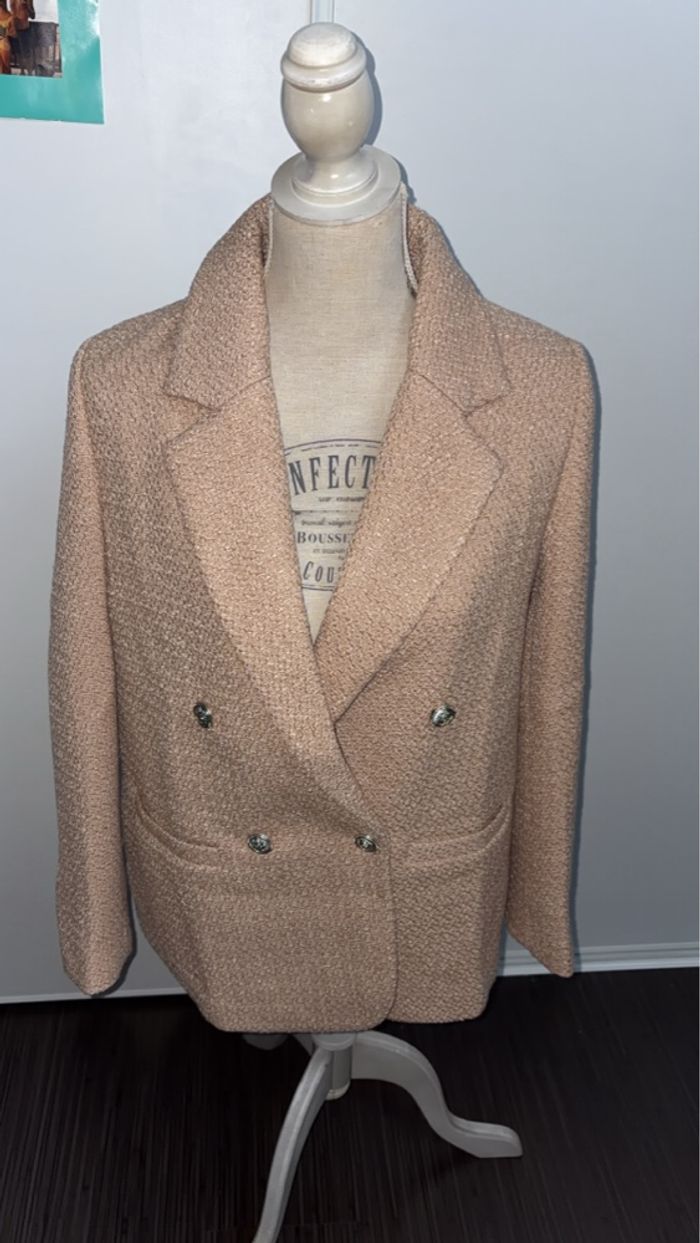 Neuf - Damart - Blazer croisé en tweed - Taille 40 - Beige/Camel - photo numéro 3
