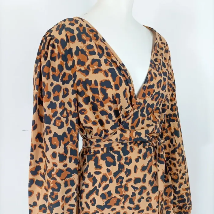 Robe Léopard, robe portefeuille - à nouer, taille fine - robe d'été longue couverte A397 - photo numéro 12
