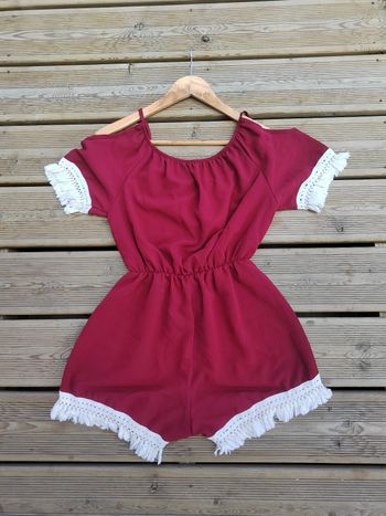 🍷 Combishort Bohème Bordeaux – Taille Unique – Très Bon État