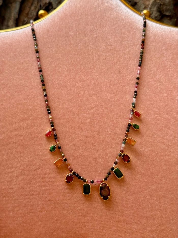 Collier habaha Paris perles et pierres naturelles acier inoxydable or - photo numéro 5