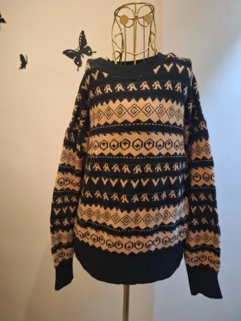 Pull d'hiver noir & camel