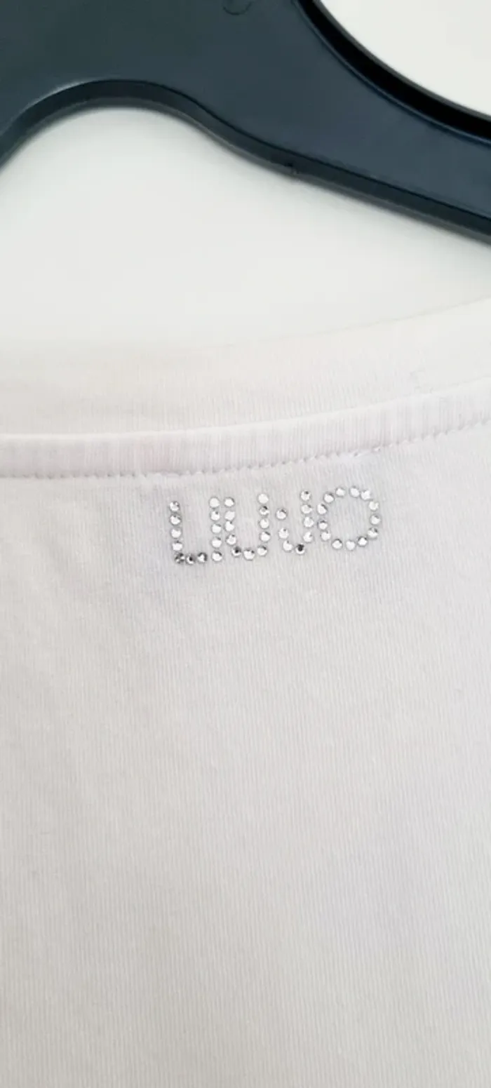 Tee-shirt blanc cœur strass doré liu jo 38 - photo numéro 9