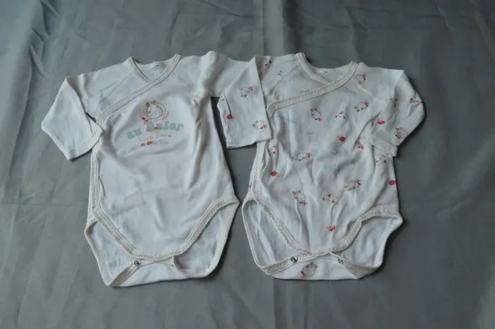 Lot 2 Bodies Absorba Bébé Coton Blanc 3-6 mois