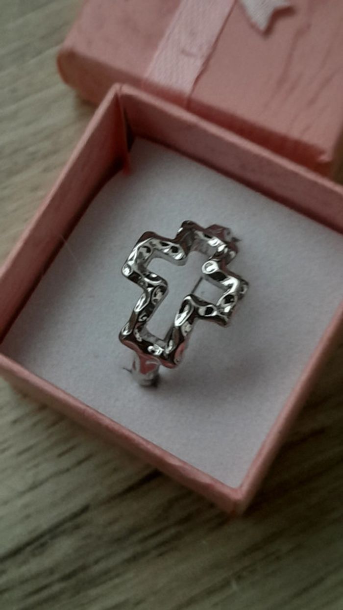 Bague croix, argentée, style Bohème, taille 56