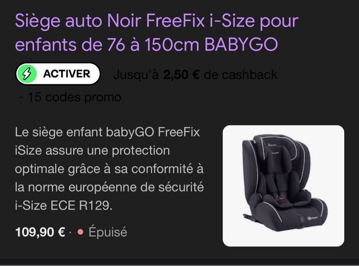 Siège-auto i-Size "Freefix" de 76 à 150 cm babyGO - photo numéro 5