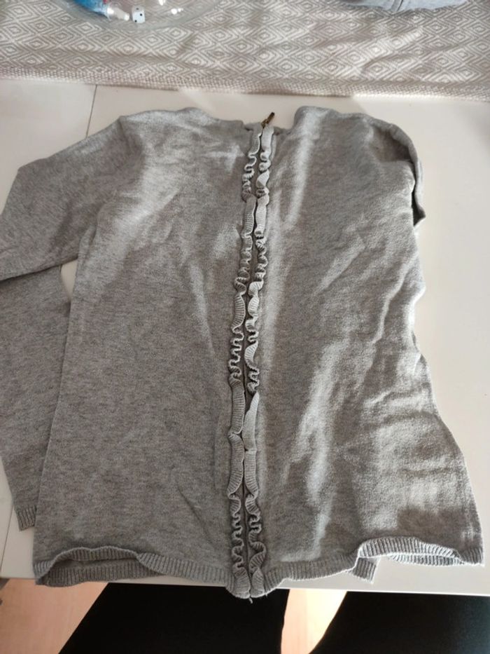 Pull la redoute zip dos froufrou gris 8a - photo numéro 2