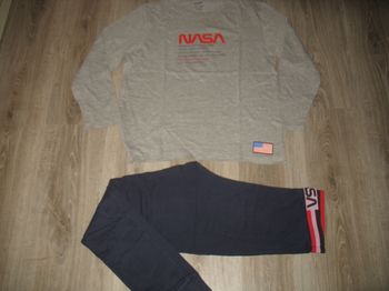 PYJAMA 2 PCS : TEE SHIRT ML GRIS + PANTALON MARINE "NASA" - TAILLE S - n°08