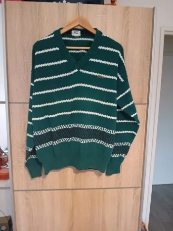Pull vert et blanc izod lacoste vintage L