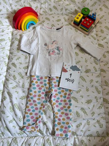 ensemble teeshirt manches longues blanc kiabi et legging a pois tex 9 mois