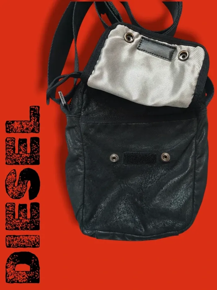 Superbe sacoche bandoulière en cuir/daim noire DIESEL - photo numéro 3