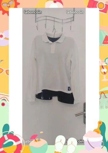 Polo blanc manches longues Calvin Klein M 38