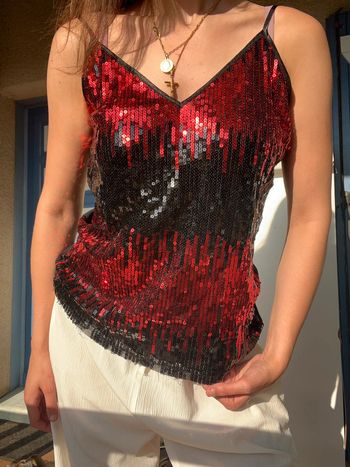 Top à sequins vintage y2k grunge office core Ibiza summer