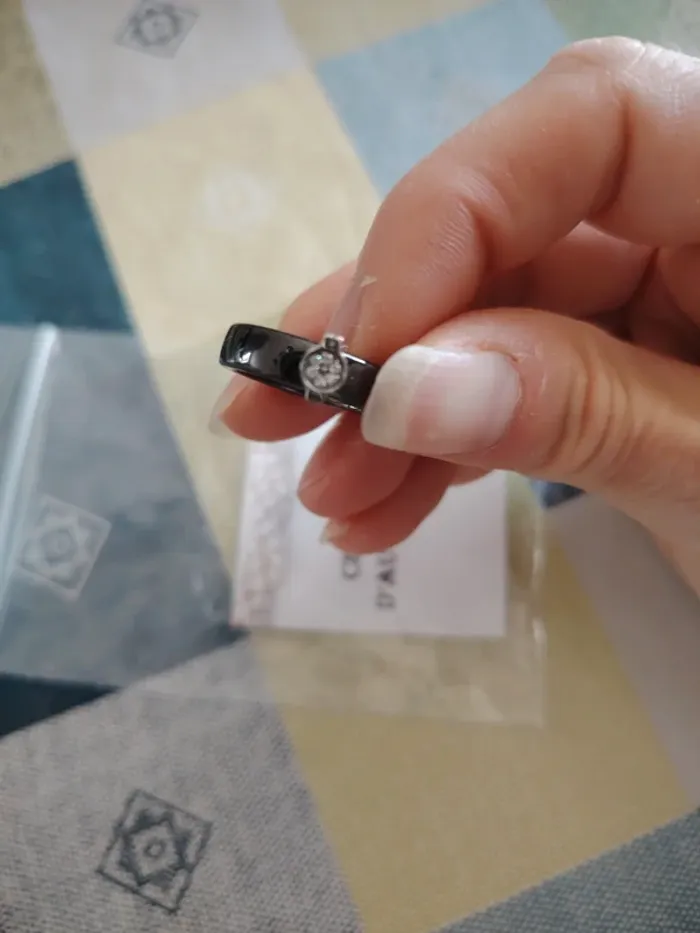 Bague céramique, argent et zirconium - photo numéro 4
