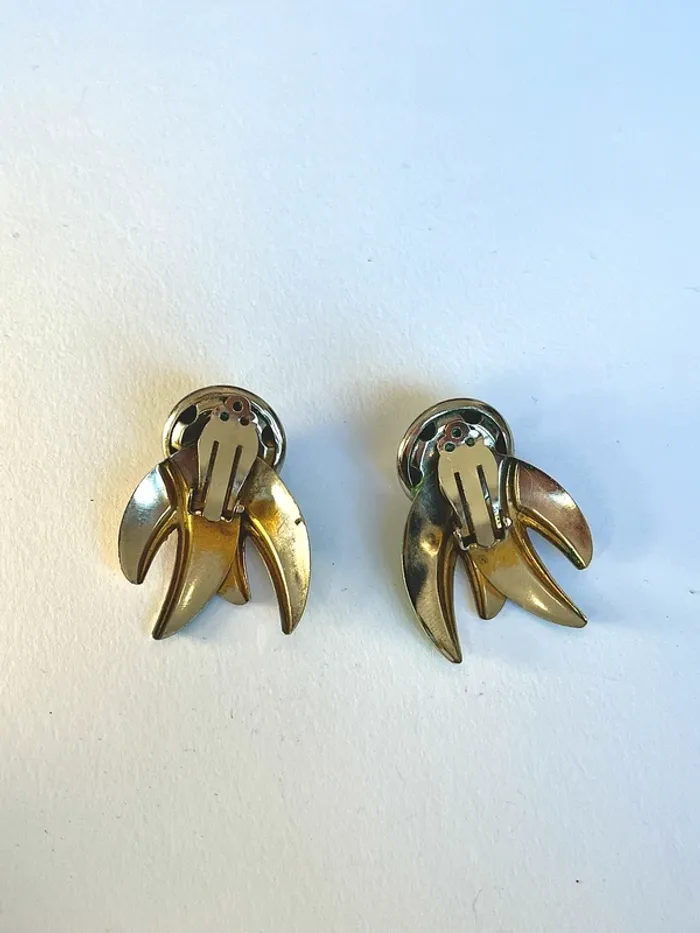 Boucles d’oreilles fantaisie vintage à clip années 80 argenté vert 🌱 - photo numéro 4
