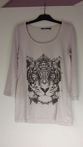 T-shirt beige motif tigre 🐯 - Kiabi - Taille S