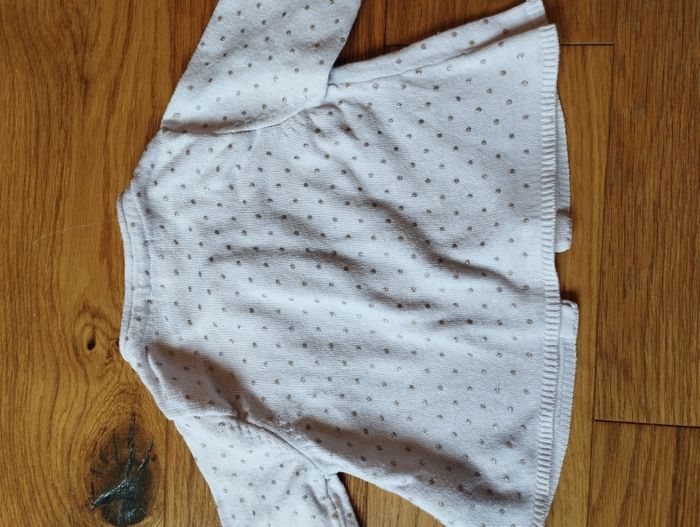 Gilet fille Obaibi 3 mois rose pâle à pois dorés brillants - photo numéro 5