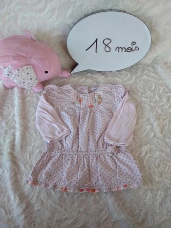 Tunique chemise manches longues/ robe courte Fille 18 mois Vertbaudet