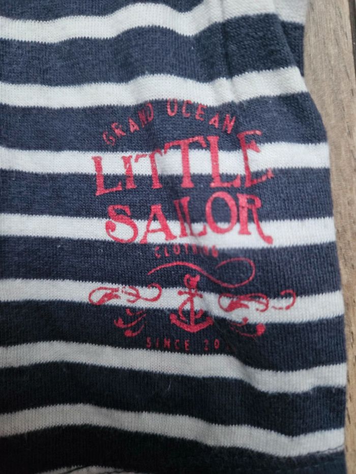 T.shirt manches longues rayé bleu marine et blanc Tape à l'oeil 9 mois - photo numéro 2