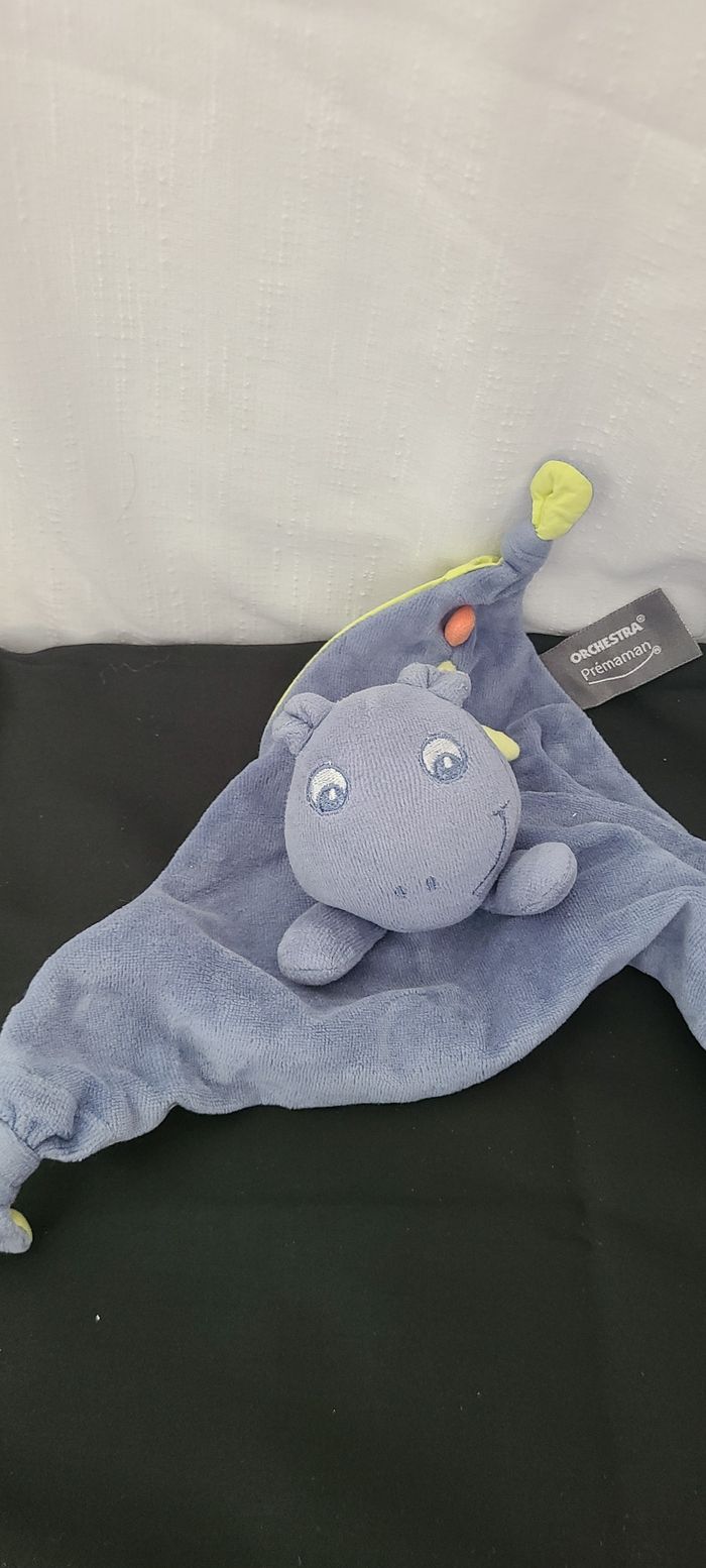Doudou plat dragon bleu vert ORCHESTRA PREMAMAN